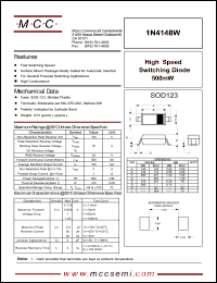 1N4148W datasheet: 300mA, 75V ultra fast recovery rectifier 1N4148W