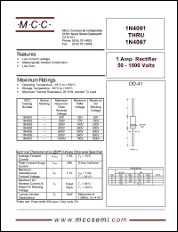 1N4007 datasheet: 1.0A, 1000V ultra fast recovery rectifier 1N4007