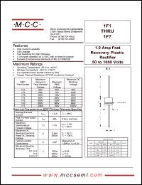 1F2 datasheet: 1.0A, 100V ultra fast recovery rectifier 1F2