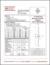 1F7 datasheet: 1.0A, 1000V ultra fast recovery rectifier 1F7