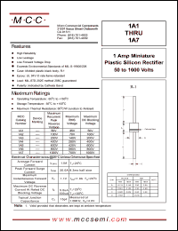 1A7 datasheet: 1.0A, 1000V ultra fast recovery rectifier 1A7