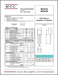 MPSA56 datasheet: Ic=500mA, Vce=1.0V transistor MPSA56