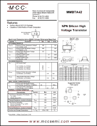 MMBTA42 datasheet: Vce=10V transistor MMBTA42