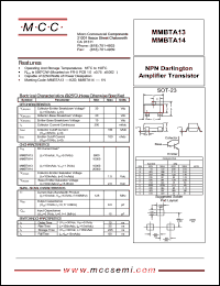 MMBTA14 datasheet: Ic=300mA, Vce=5.0V transistor MMBTA14
