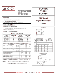 BC857C datasheet: Ic=100mA, Vce=5.0V transistor BC857C