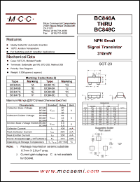 BC847C datasheet: Ic=100mA, Vce=5.0V transistor BC847C