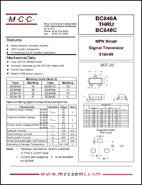 BC848A datasheet: Ic=100mA, Vce=5.0V transistor BC848A