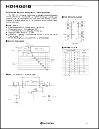 HD14051B datasheet: 8-channel Analog Multiplexer/Demultiplexer HD14051B