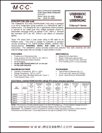 USB0805C datasheet: Ppk=500W, Vc=9.8V transient voltage suppressor USB0805C