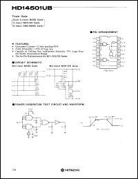 HD14501UB datasheet: Triple Gate: Dual 4-input NAND Gates, 2-input NOR/OR Gate HD14501UB