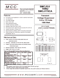 SMCJ13A datasheet: Ppk=1500W, Vc=21.5V transient voltage suppressor SMCJ13A