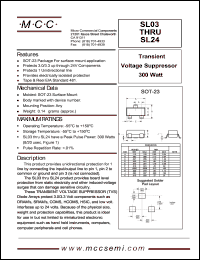 SL24 datasheet: Ppk=300W, Vc=44V transient voltage suppressor SL24