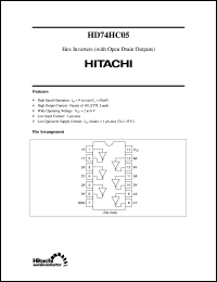 HD74HC05 datasheet: Hex Inverters with Open Drain outputs HD74HC05