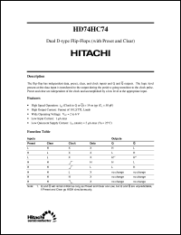 HD74HC74 datasheet: Dual D-type Flip-Flops with Preset and Clear HD74HC74