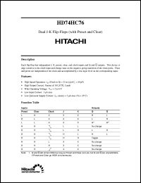 HD74HC76 datasheet: Dual J-K Flip-Flops with Preset and Clear HD74HC76