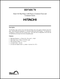 HD74HC78 datasheet: Dual J-K Flip-Flops with Preset, Common Clear, Common Clock HD74HC78