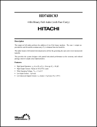 HD74HC83 datasheet: 4-bit Binary Full Adder with Fast Carry HD74HC83