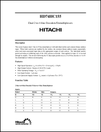 HD74HC155 datasheet: Dual 2-to-4 line Decoders/Demultiplexers HD74HC155