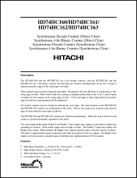 HD74HC162 datasheet: Synchronous Decade Counter with Synchronous Clear HD74HC162