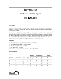 HD74HC165 datasheet: Parallel-load 8-bit Shift Register HD74HC165