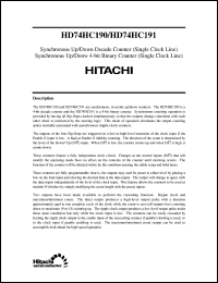 HD74HC191 datasheet: Synchronous Up/Down 4-bit Binary Counter with Single Clock Line HD74HC191