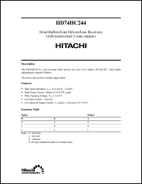 HD74HC244 datasheet: Octal Buffers/Line Drivers/Line Receivers with non-inverted 3-state outputs HD74HC244