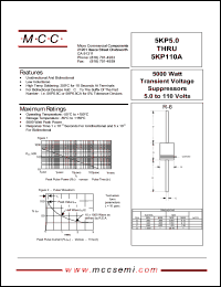 5KP100 datasheet: Ppk=5000W, Vc=179V transient voltage suppressor 5KP100