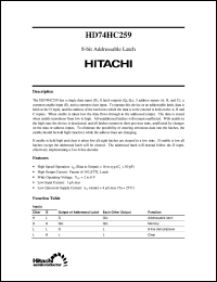 HD74HC259 datasheet: 8-bit Addressable Latch HD74HC259
