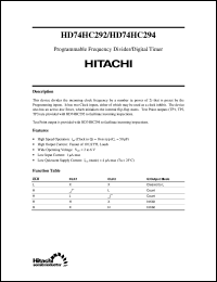 HD74HC292 datasheet: Programmable Frequency Divider/Digital Timer HD74HC292