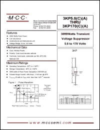 3KP110CA datasheet: Ppk=3000W, Vc=177V transient voltage suppressor 3KP110CA