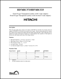 HD74HC373 datasheet: Octal D-type Transparent Latches with 3-state output HD74HC373