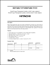 HD74HCT373 datasheet: Octal D-type Transparent Latches with 3-state output HD74HCT373
