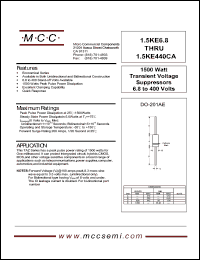 1.5KE100A datasheet: Ppk=1500W, Vc=137V transient voltage suppressor 1.5KE100A