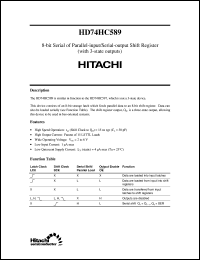HD74HC589 datasheet: 8-bit Serial or Parallel-input/Serial-output Shift Register with 3-state outputs HD74HC589