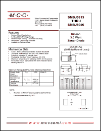 SMBJ5914 datasheet: Pd=3.0W, Vz=3.6V zener diode SMBJ5914