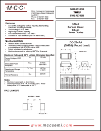 SMBJ5334B datasheet: Pd=5.0W, Vz=3.6V zener diode SMBJ5334B