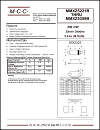 MMXZ5232B datasheet: Pd=200mW, Vz=5.6V zener diode MMXZ5232B