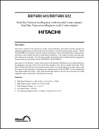 HD74HC652 datasheet: Octal Bus Transceivers and Registers with 3-state outputs HD74HC652