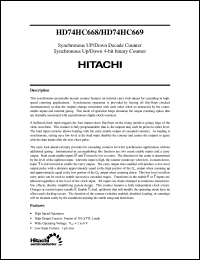 HD74HC668 datasheet: Synchronous Up/Down Decade Counter HD74HC668