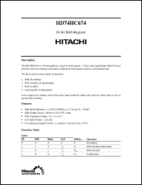 HD74HC674 datasheet: 16-bit Shift Register HD74HC674