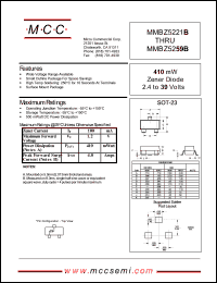 MMBZ5224B datasheet: Pd=410mW, Vz=2.8V zener diode MMBZ5224B