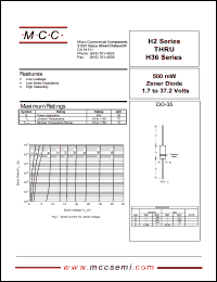 H11C2 datasheet: Pd=500mW, Vz=11.35V zener diode H11C2
