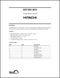 HD74HC4024 datasheet: 7-stage Binary Counter HD74HC4024