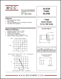 DL4736 datasheet: Pd=1.0W, Vz=6.8V zener diode DL4736