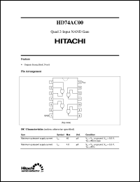 HD74AC00 datasheet: Quad. 2-input NAND Gates HD74AC00
