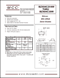 BZX84C20W datasheet: Pd=200mW, Vz=20V zener diode BZX84C20W