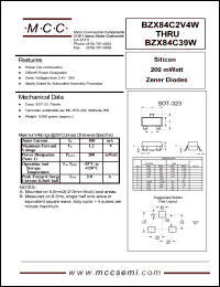 BZX84C24W datasheet: Pd=200mW, Vz=24V zener diode BZX84C24W