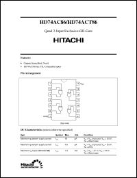 HD74ACT86 datasheet: Quad. 2-input Exclusive-OR Gates HD74ACT86