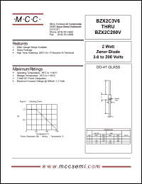 BZX2C10V datasheet: Pd=2.0W, Vz=10V zener diode BZX2C10V