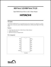 HD74ACT125 datasheet: Quad. Bus Buffer Gates with 3-state output HD74ACT125